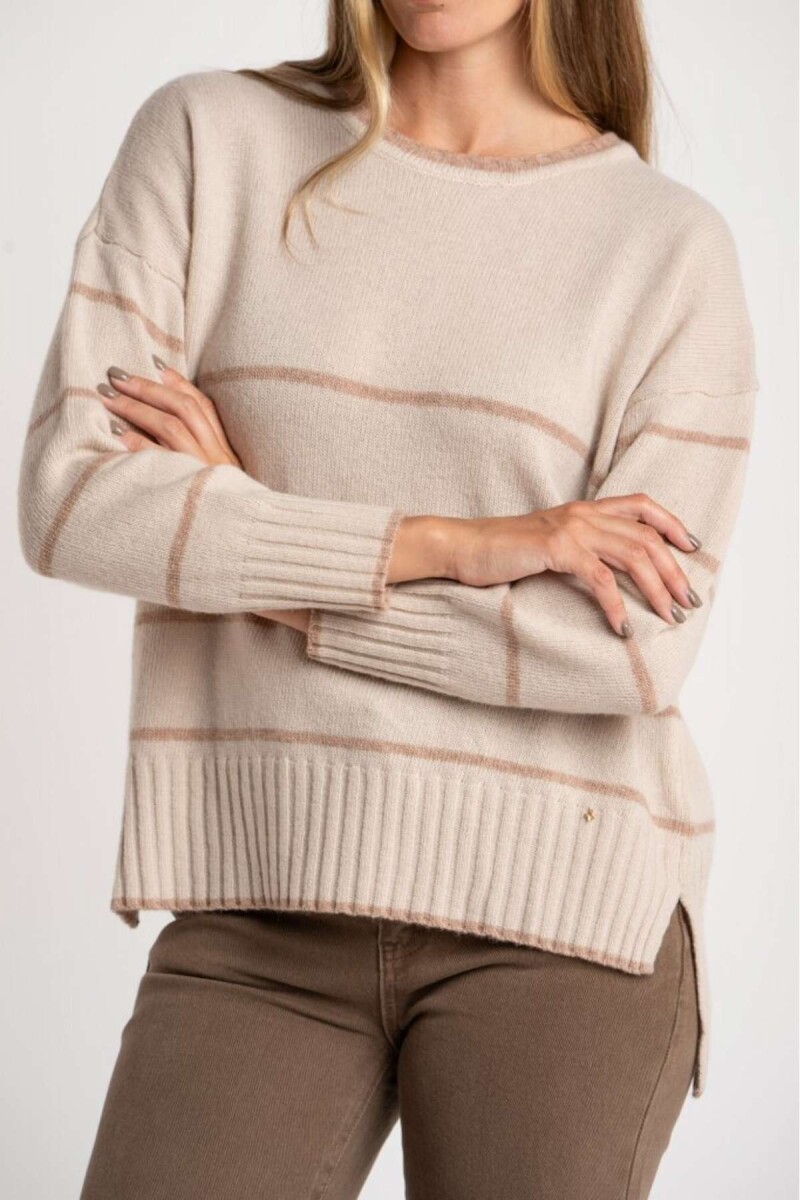 Sweater Rayado - Beige Melange 