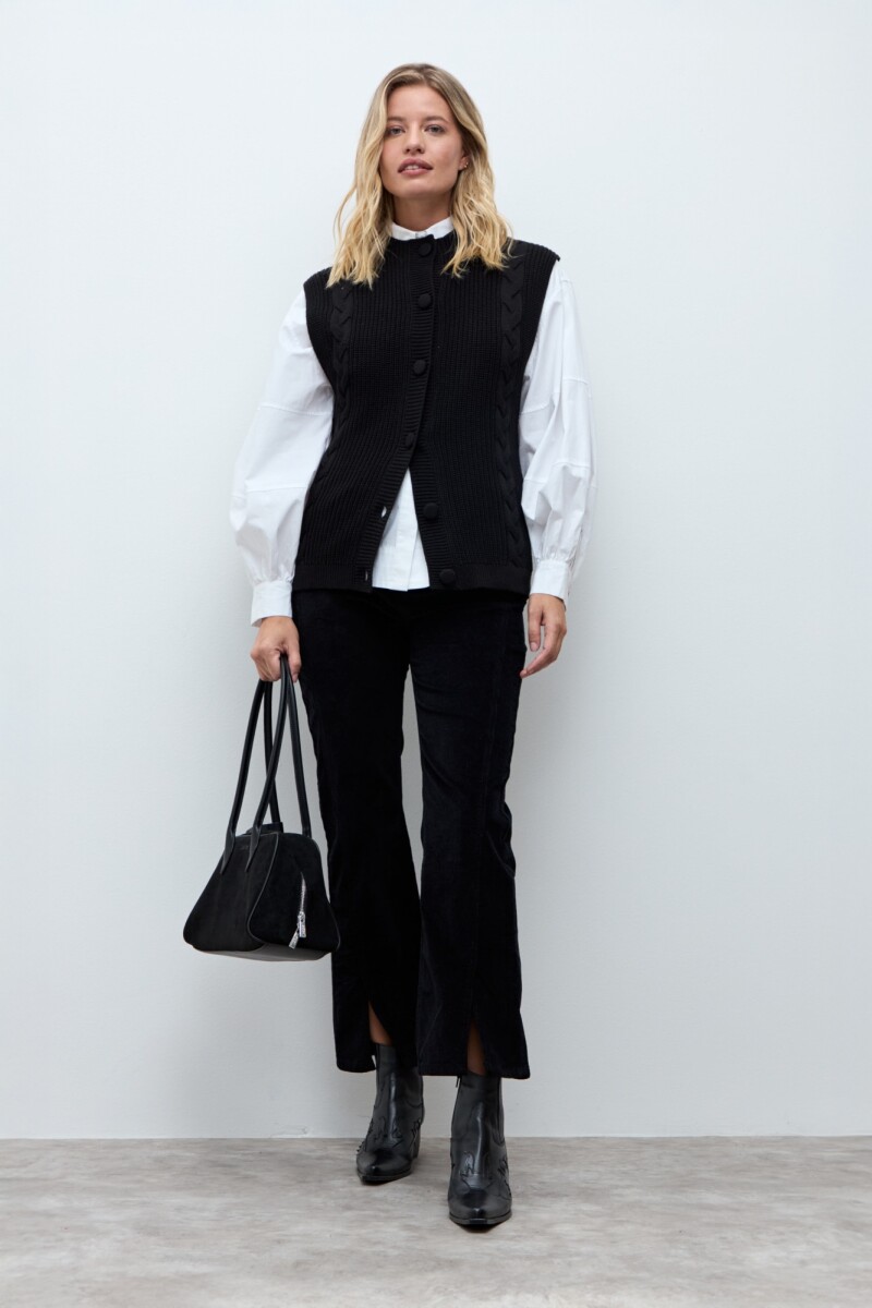 Chaleco tejido abotonado negro