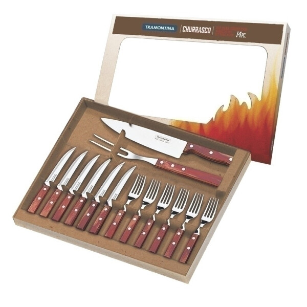 Cuchillo para asado modelo CHURRASCO, 14 piezas -TRAMONTINA FER04922