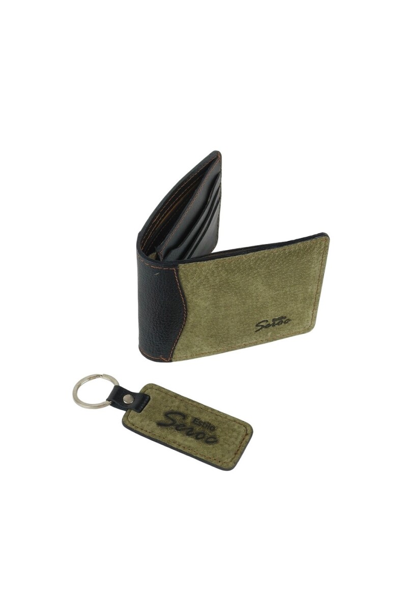 Set billetera y llavero verde