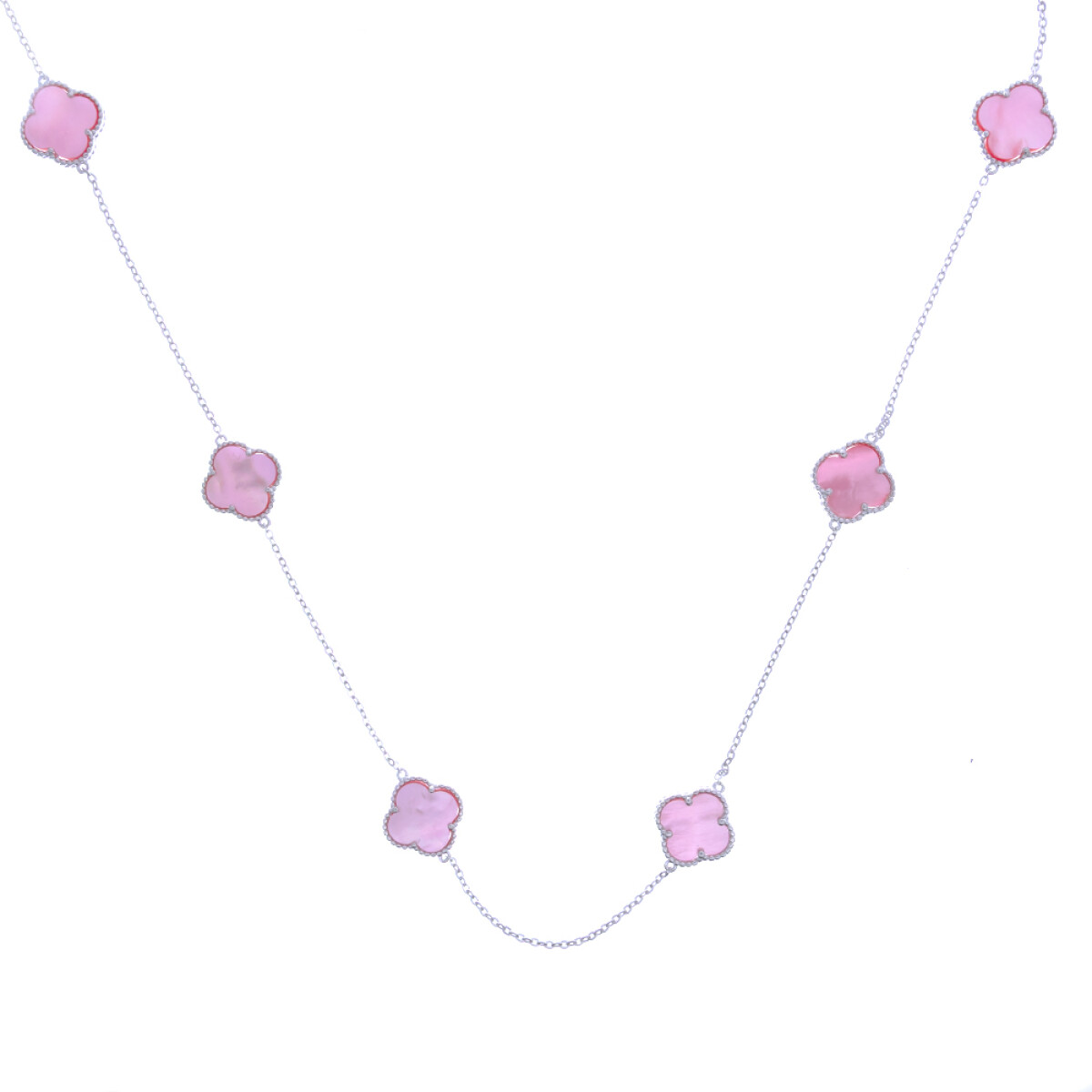 Gargantilla de plata 925 rodinada con nácar rosado. 
