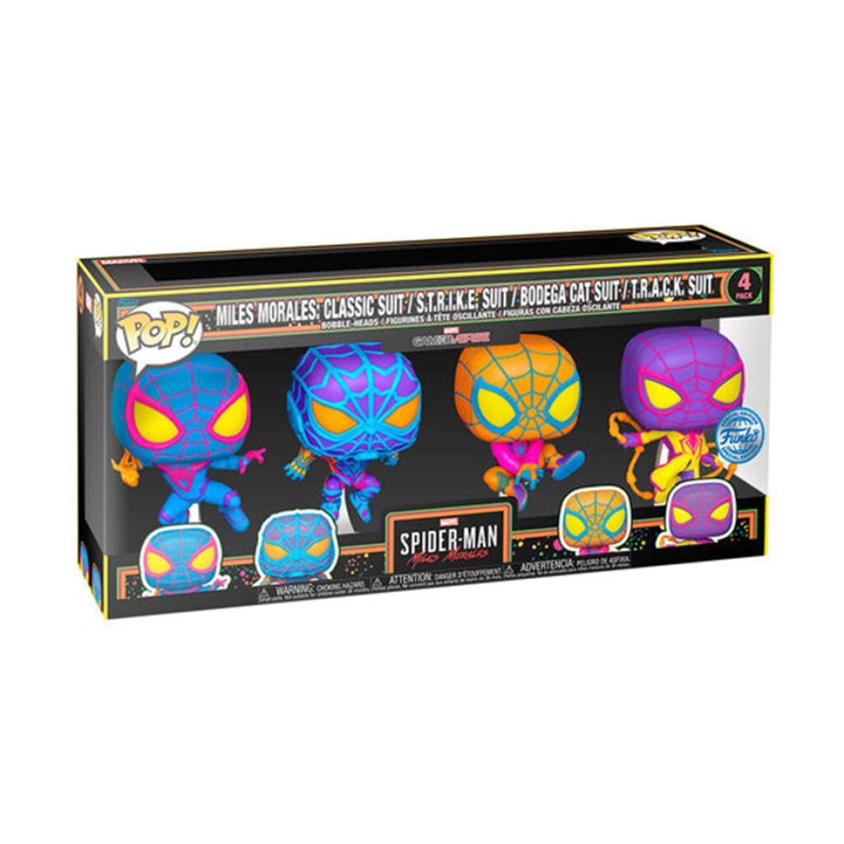 PACK 4 Funkos Black Light Spider Man - Miles Morales 
