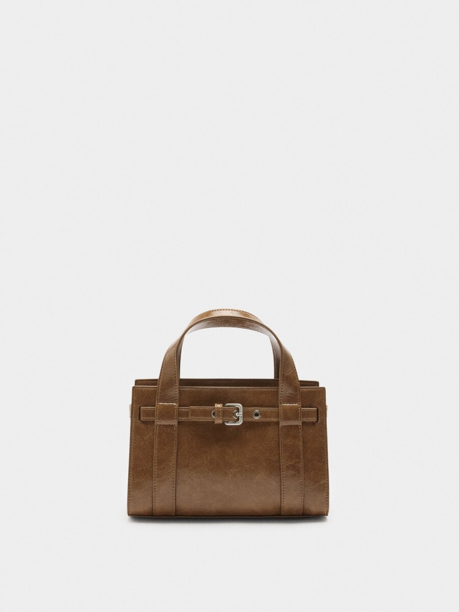Bolso Tote Con Hebilla camel
