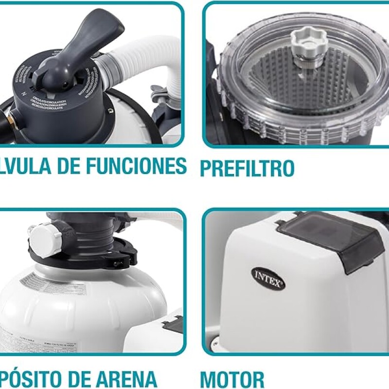 INTEX BOMBA FILTRO ARENA PARA PISCINA 10500L/H 0.6HP 35 KGS Intex Bomba Filtro Arena Para Piscina 10500l/h 0.6hp 35 Kgs
