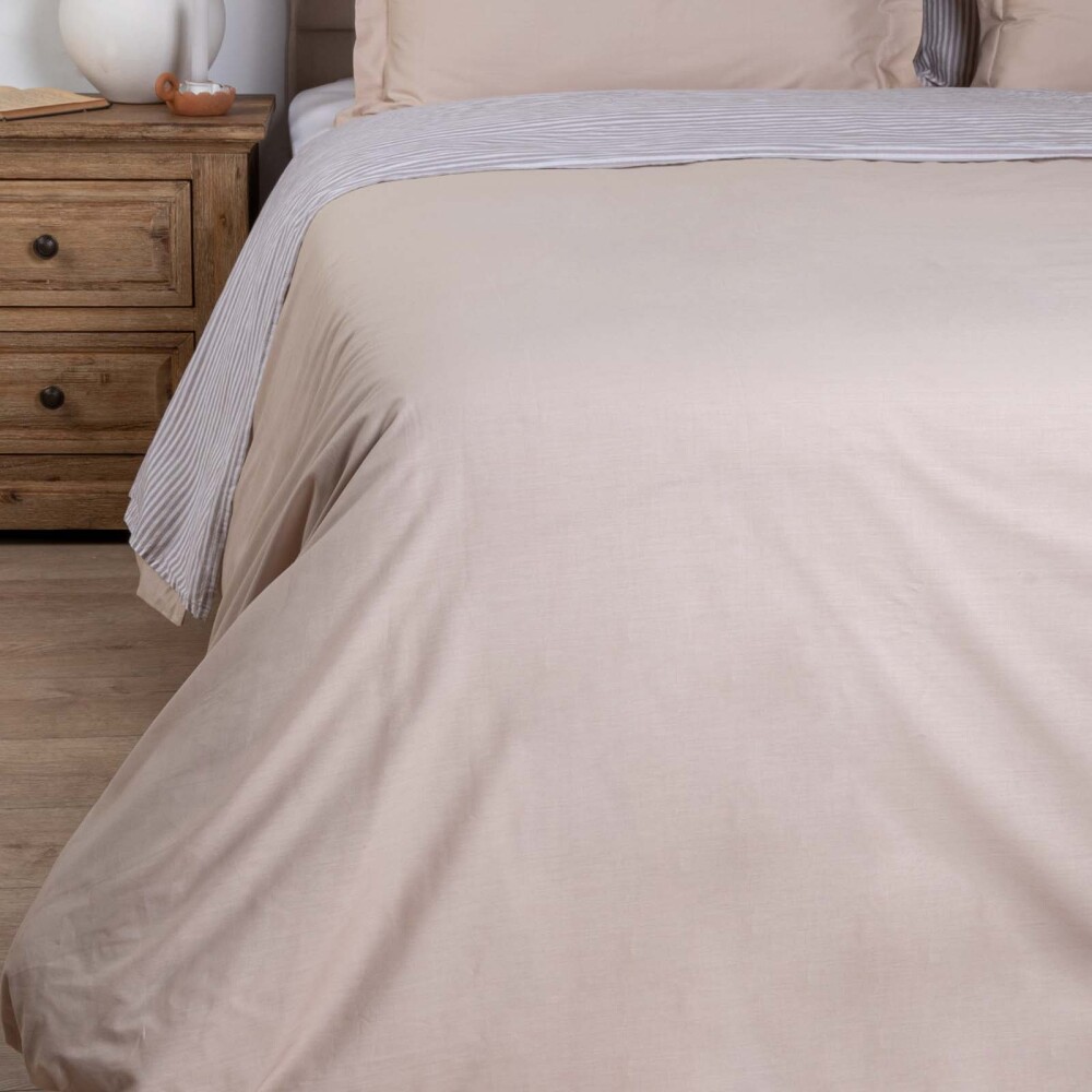 SET FUNDA NÓRDICA 2 PLAZAS ALGODON NATURAL-BEIGE COTTON BASIC 180H BEIGE CLARO