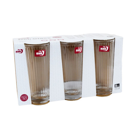 Set de 6 vasos de vidrio labrados 215ml Set de 6 vasos de vidrio labrados 215ml