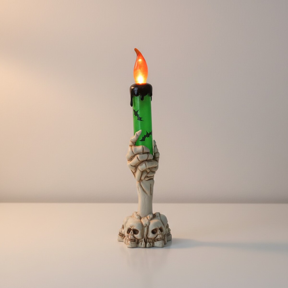 Velas con luz led - Decoración Halloween - Verde 22cm 