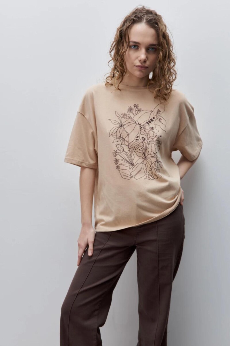 T-SHIRT D.CASSIN MECA M.C FLOR - BEIGE 