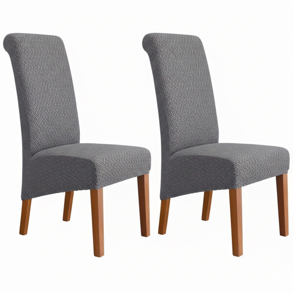 Funda Cubre Sillas Elastizado Lavable Tela Premium Textura Color Gris 1