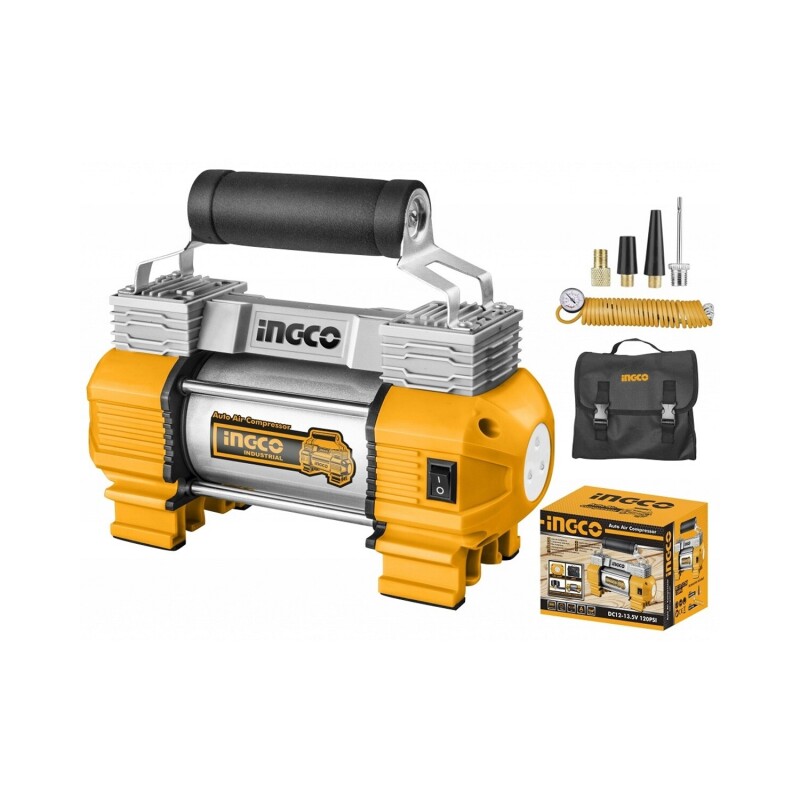 Compresor inflador para auto 12V Ingco 120Psi 10Bar - Uso intensivo Gris