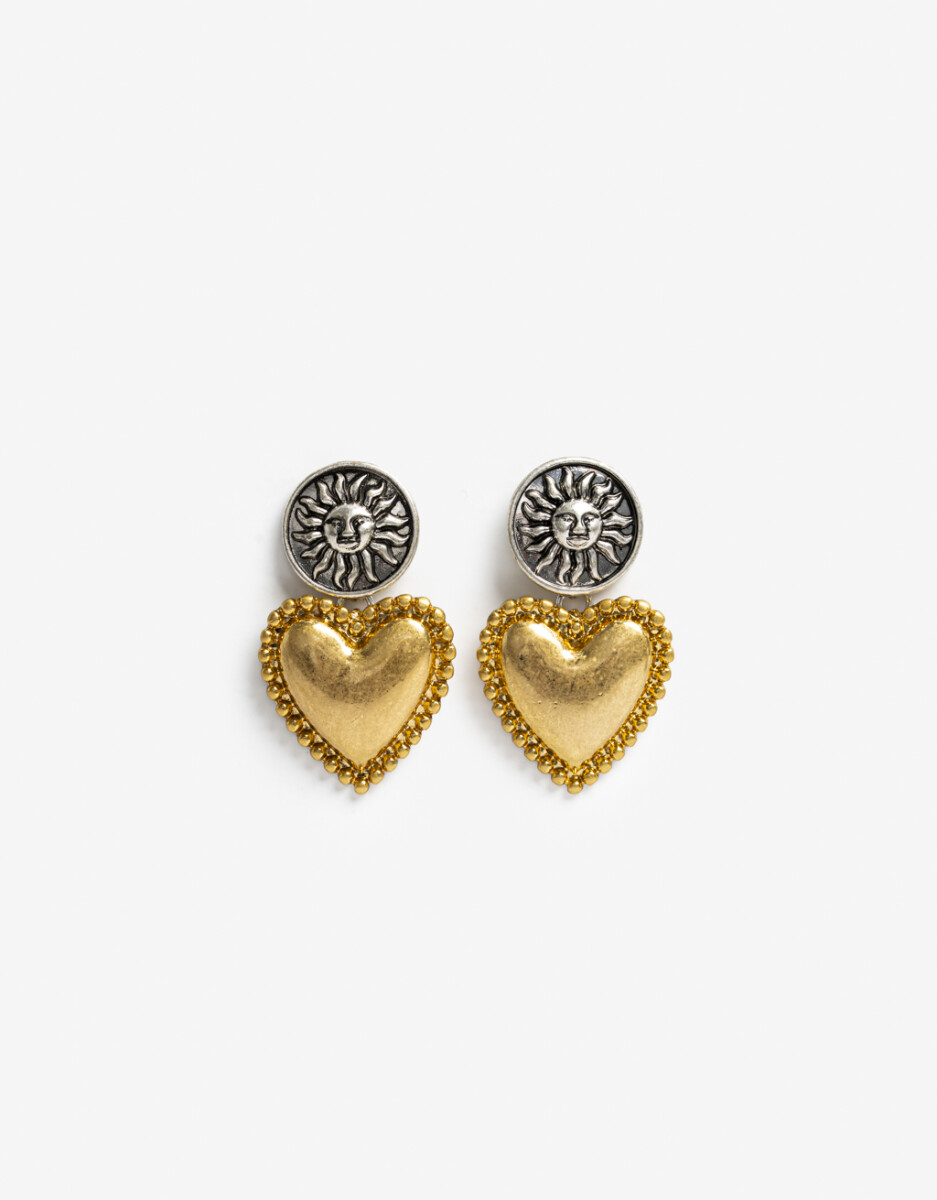 Aros Cortos Monedas Y Corazón 
