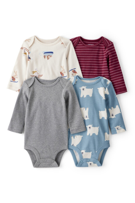 Pack cuatro bodies de algodón, diseño osos polares Pack cuatro bodies de algodón, diseño osos polares