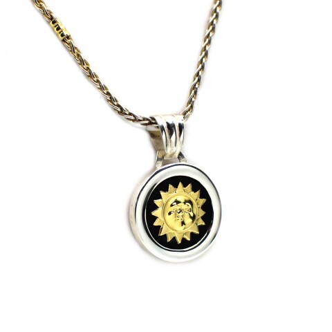 Cadena y Colgante en Oro y Plata 925 con Onix Cadena y Colgante en Oro y Plata 925 con Onix