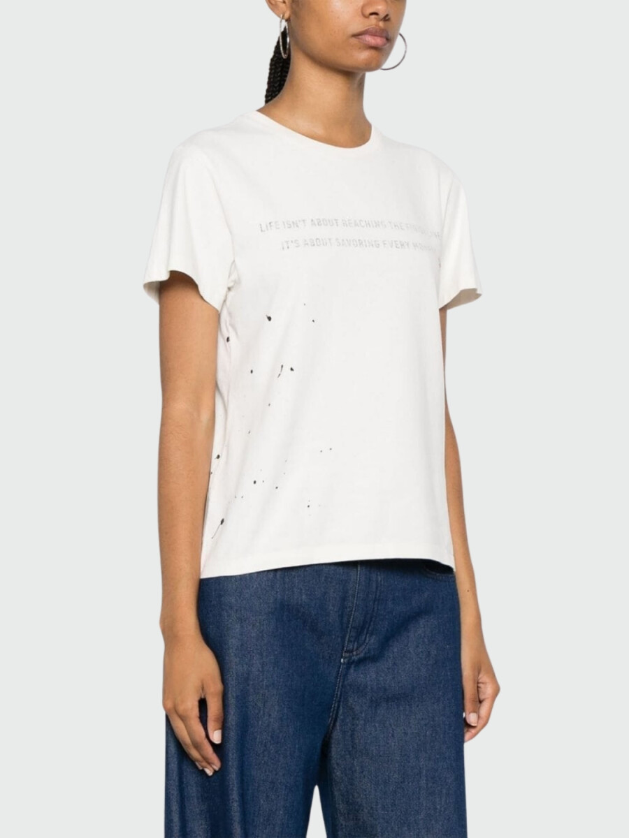 Golden Goose - Camiseta de algodón con cuello a la base - Blanco 
