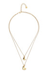 COLLAR DOBLE DE ALEACIÓN DE METALES BAÑADO EN ORO 18K CON DOS CORAZONES Colgante