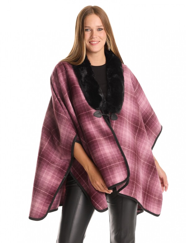 Ruana Faux Fur ROSA/MULTI