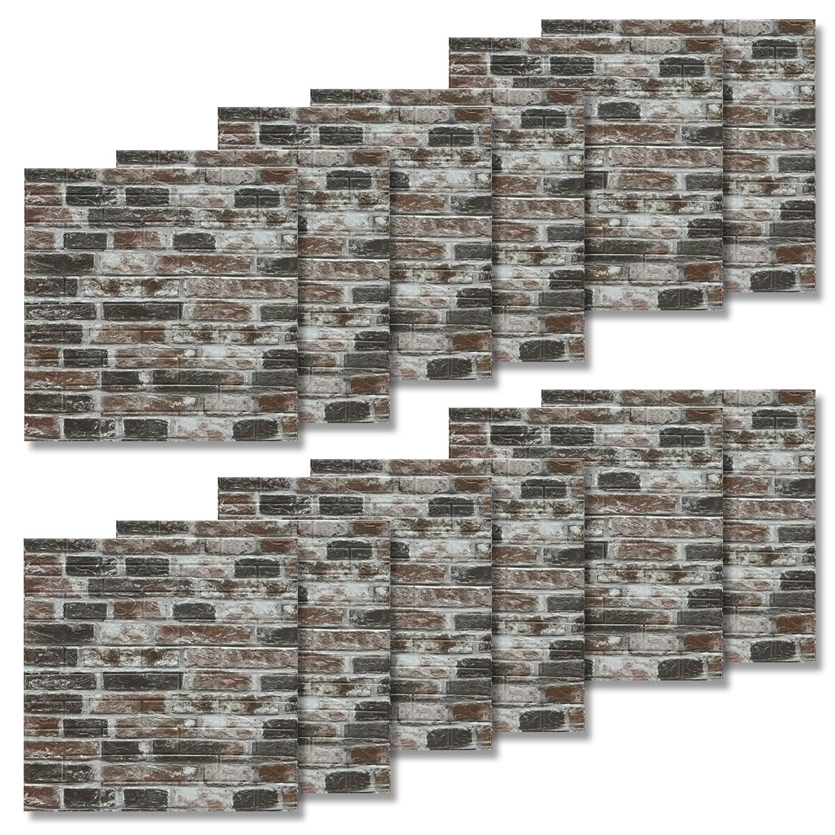 Set 12 Revestimiento 70x77 3D Piedra Adhesivo Pared - Gris 