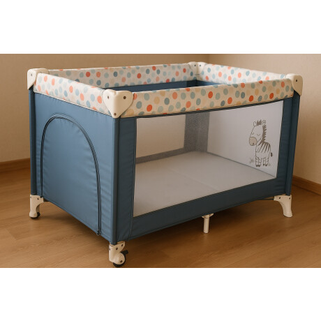 Corral Para Bebe Con Ruedas Desmontable Azul Celeste