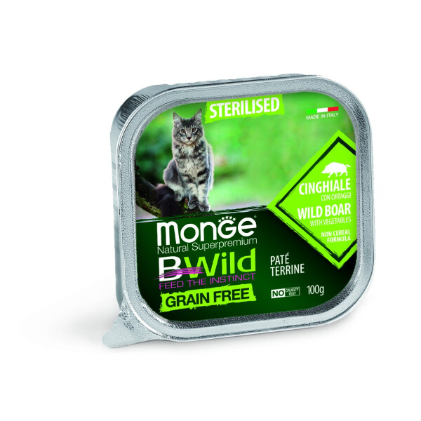 MONGE BWILD CAT ESTERILISED W/VEGETABLES 100 GRS MONGE BWILD CAT ESTERILISED W/VEGETABLES 100 GRS