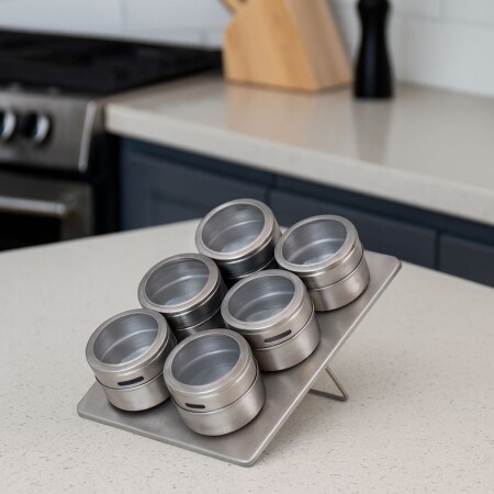 ESPECIERO IMANTADO X 6 FRASCOS PLATEADO