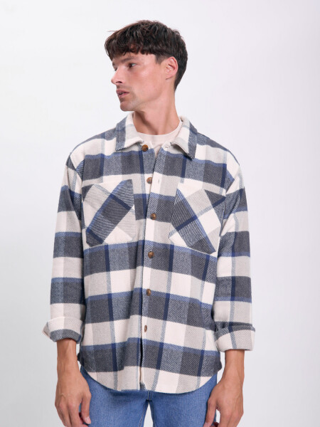 Sobrecamisa cuadros Crudo
