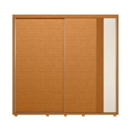 Ropero 2 puertas corredizas 4 cajones - Acácia Cinamomo/Off White