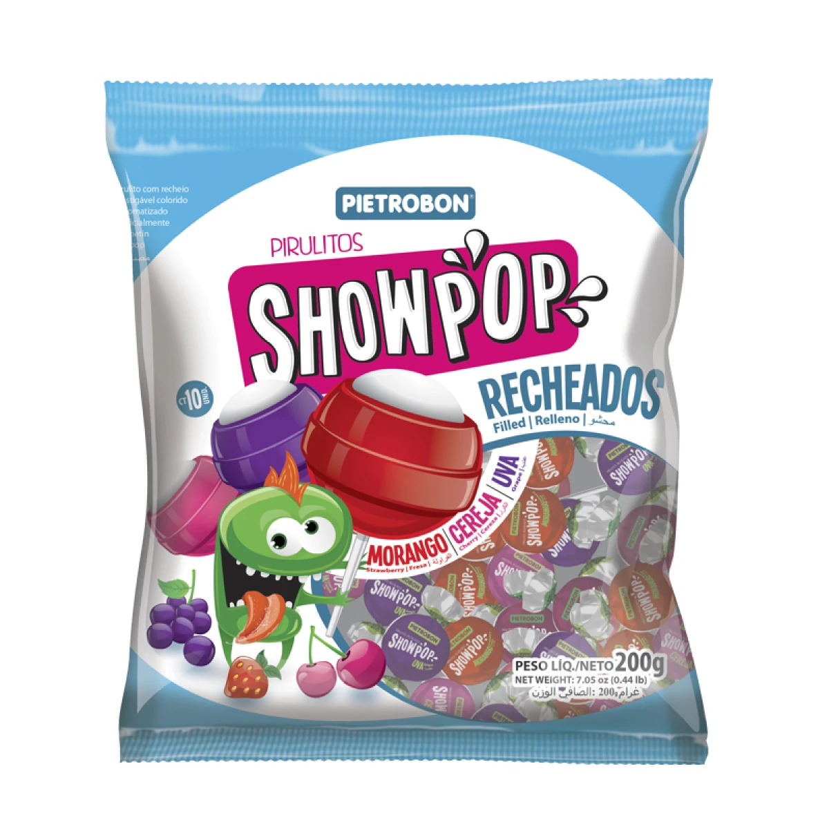 Chupetín surtido relleno PIETROBON show pop x24pcs 480grs 