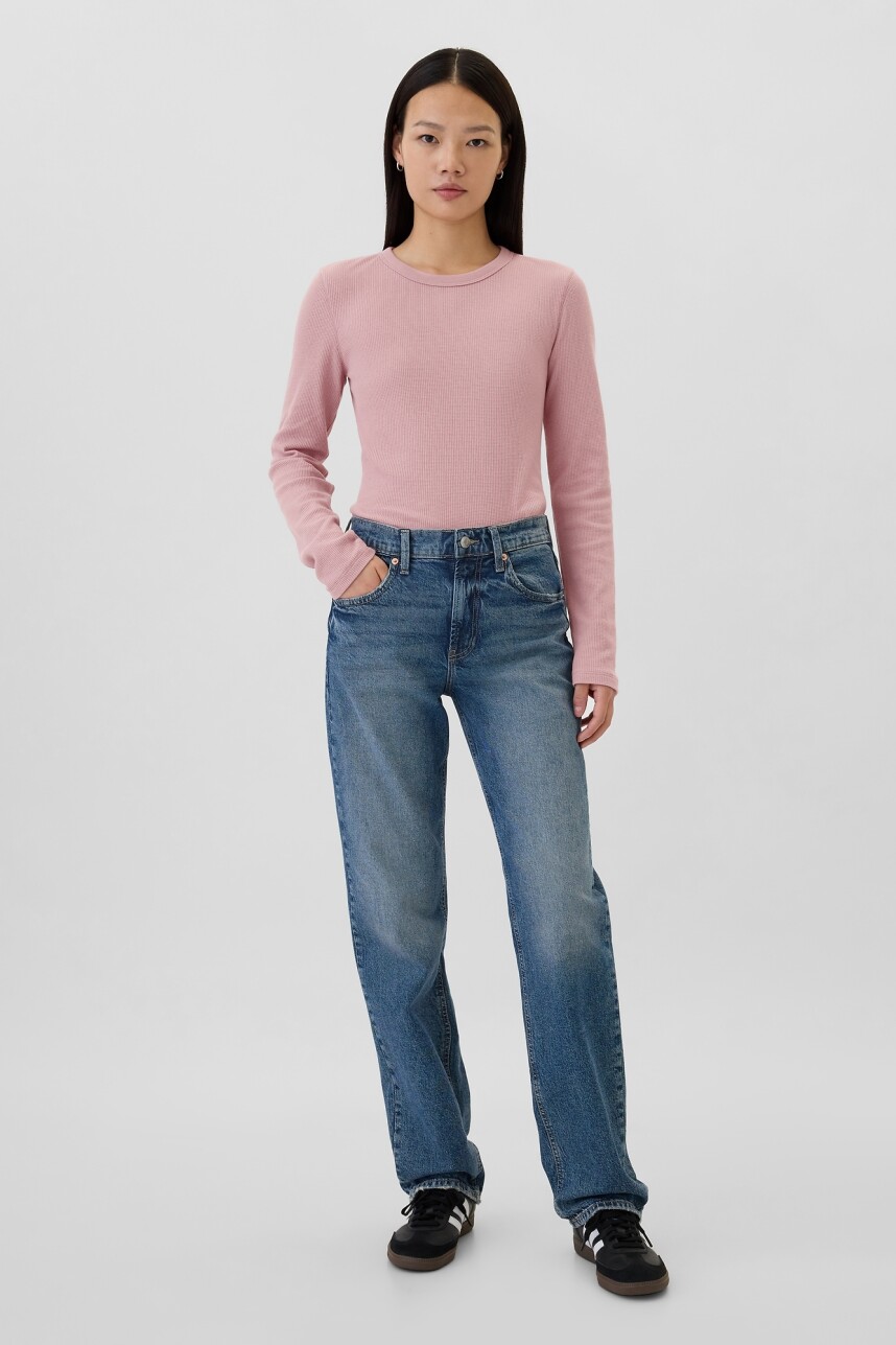 Remera Waffle Cuello Redondo Mujer Lilas Pink 16-1708 Tcx