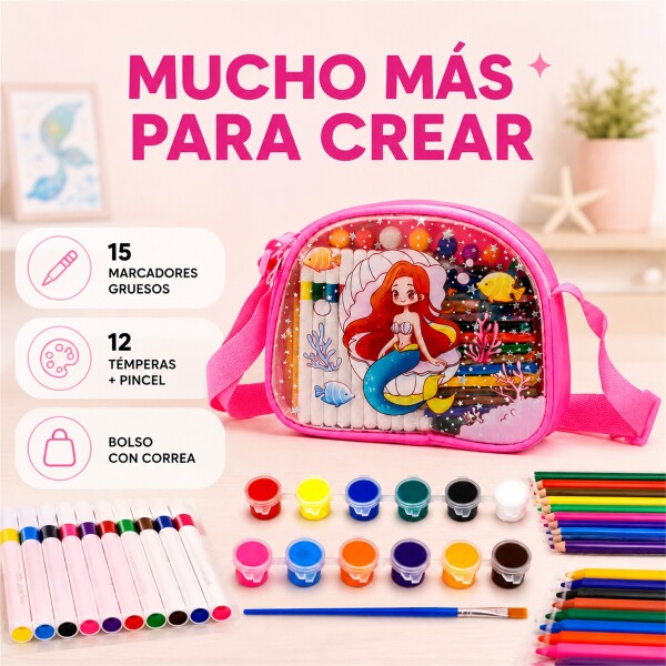 Set de Arte Infantil con Bolso 57 Piezas para Pintar y Dibujar ROSA