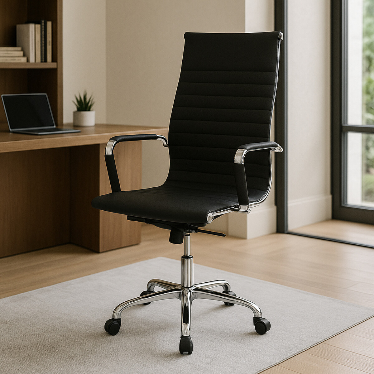 Silla de oficina giratoria eco cuero - Negro 