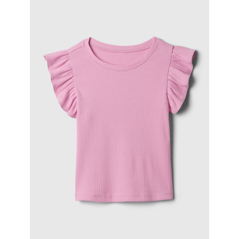 SS BRANNANS RIB FLUTTER TOP SUGAR PINK