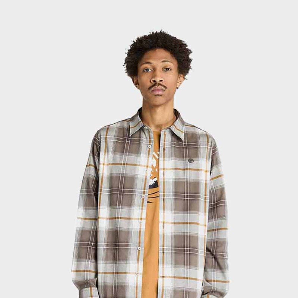 Camisa Peached Twill Check Hombre Chocolate Chip YD