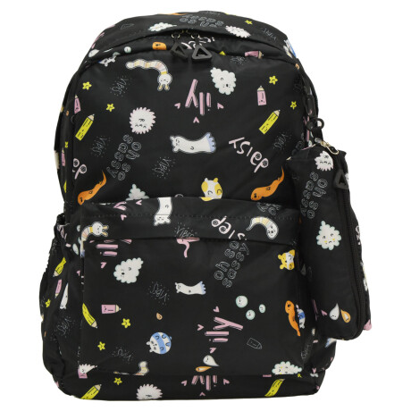 Mochila Escolar Diseño Infantil para Laptop con Cartuchera Negro