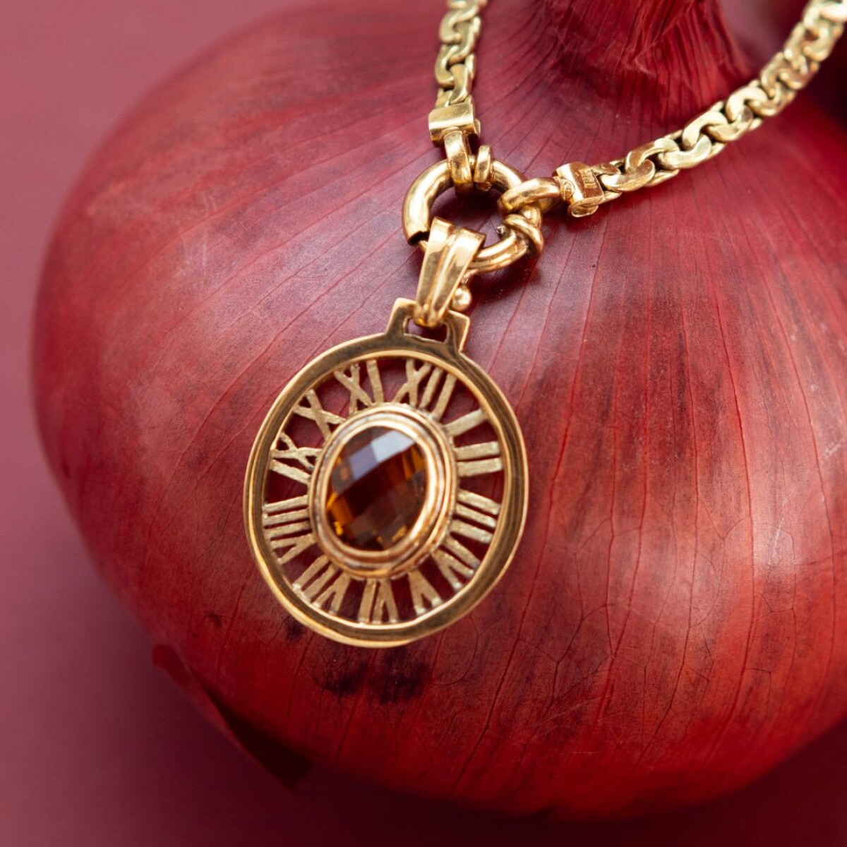 Dije Topacio Caramelo - Oro 18k 