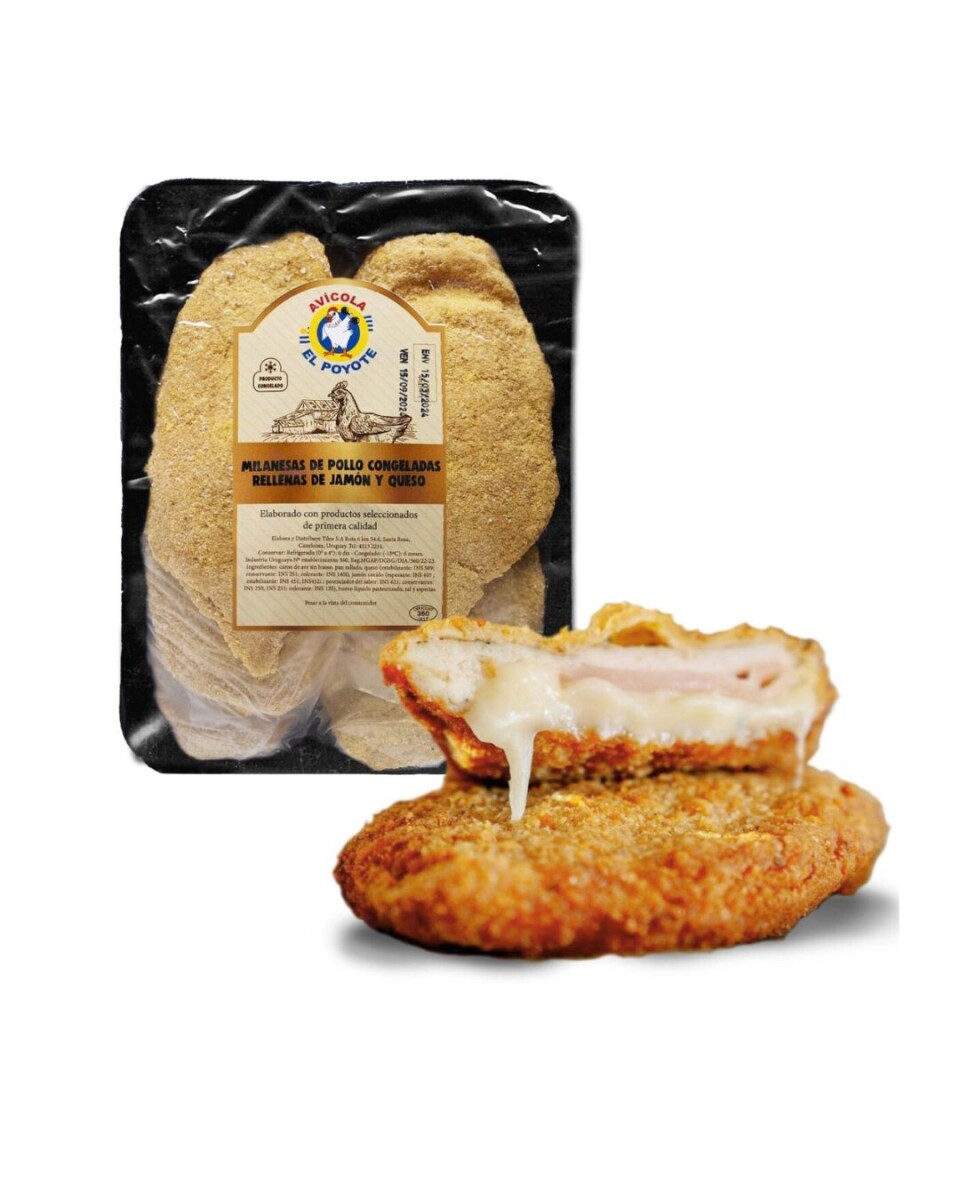 MILANESAS DE POLLO CONGELADAS RELLENAS DE JAMON Y QUESO APROX 6UN 