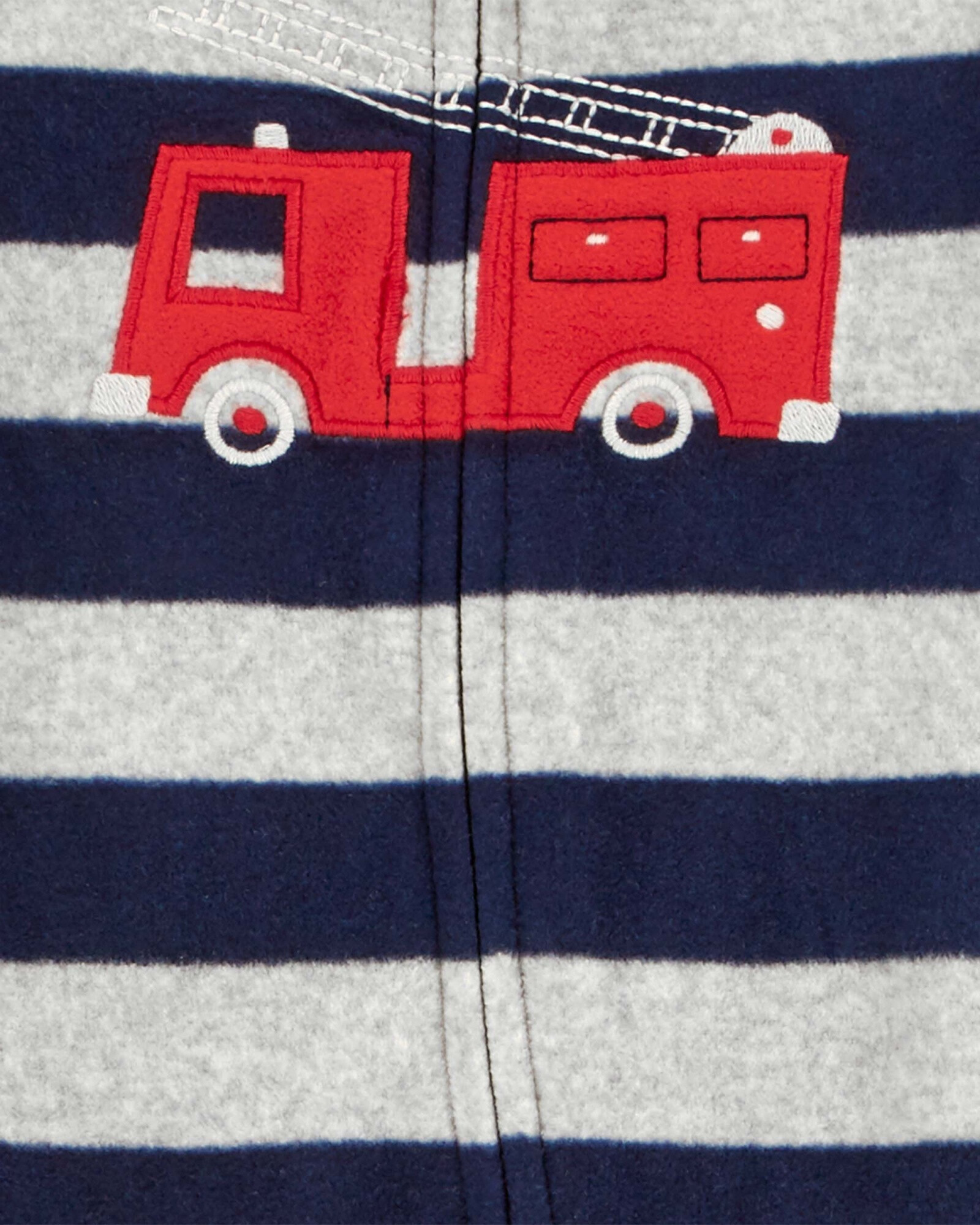 Pijama una pieza de micropolar, con pie, estampa bombero Sin color