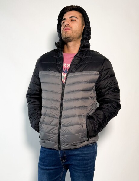 Campera de nylon combinada con capucha Kiaro Gris