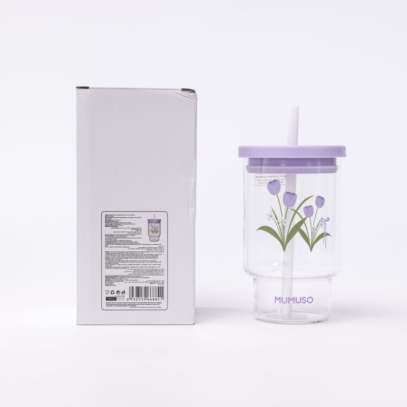 VASO CON TAPA Y PAJILLA SERIE FLORAL 850 ML (MORADO) VASO CON TAPA Y PAJILLA SERIE FLORAL 850 ML (MORADO)