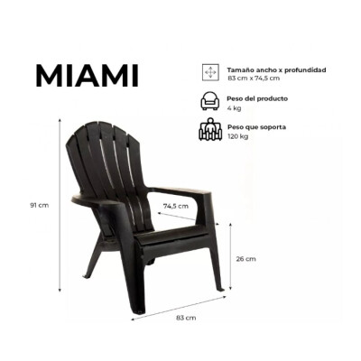 Sillón Miami Negro Gardenlife Sillón Miami Negro Gardenlife