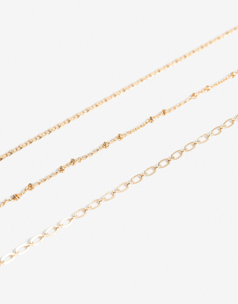 Collares Cortos Metal Set De Mix Collares - Dorado
