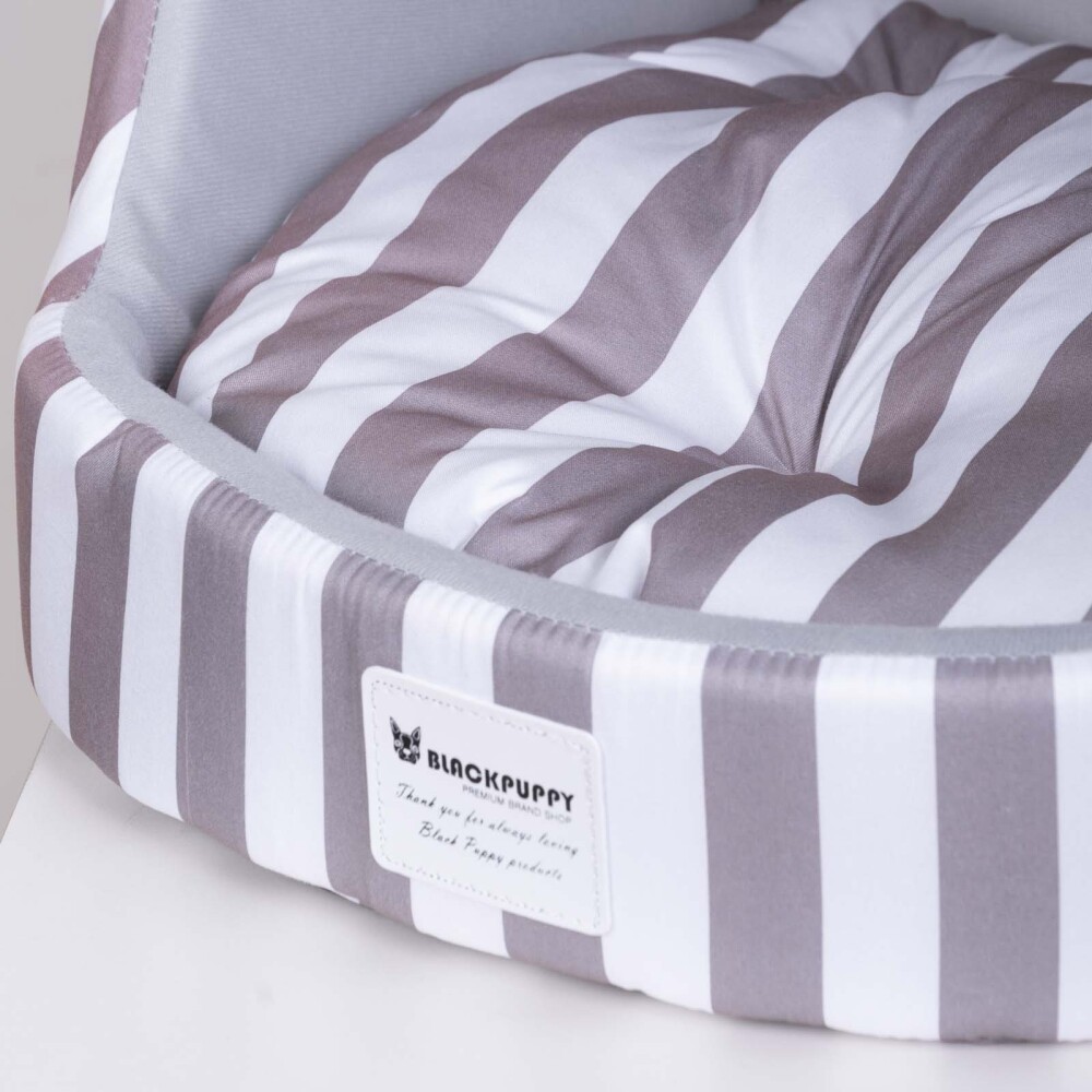CAMA MASCOTAS CASITA C/ABERTURA TELA BLANCO BLACKPUPPY