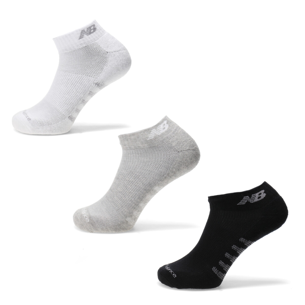 Medias Unisex New Balance Medias X3 Quarter New Balance - Blanco - Gris - Negro 