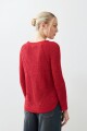 Sweater cinta con ruedo curvo rojo