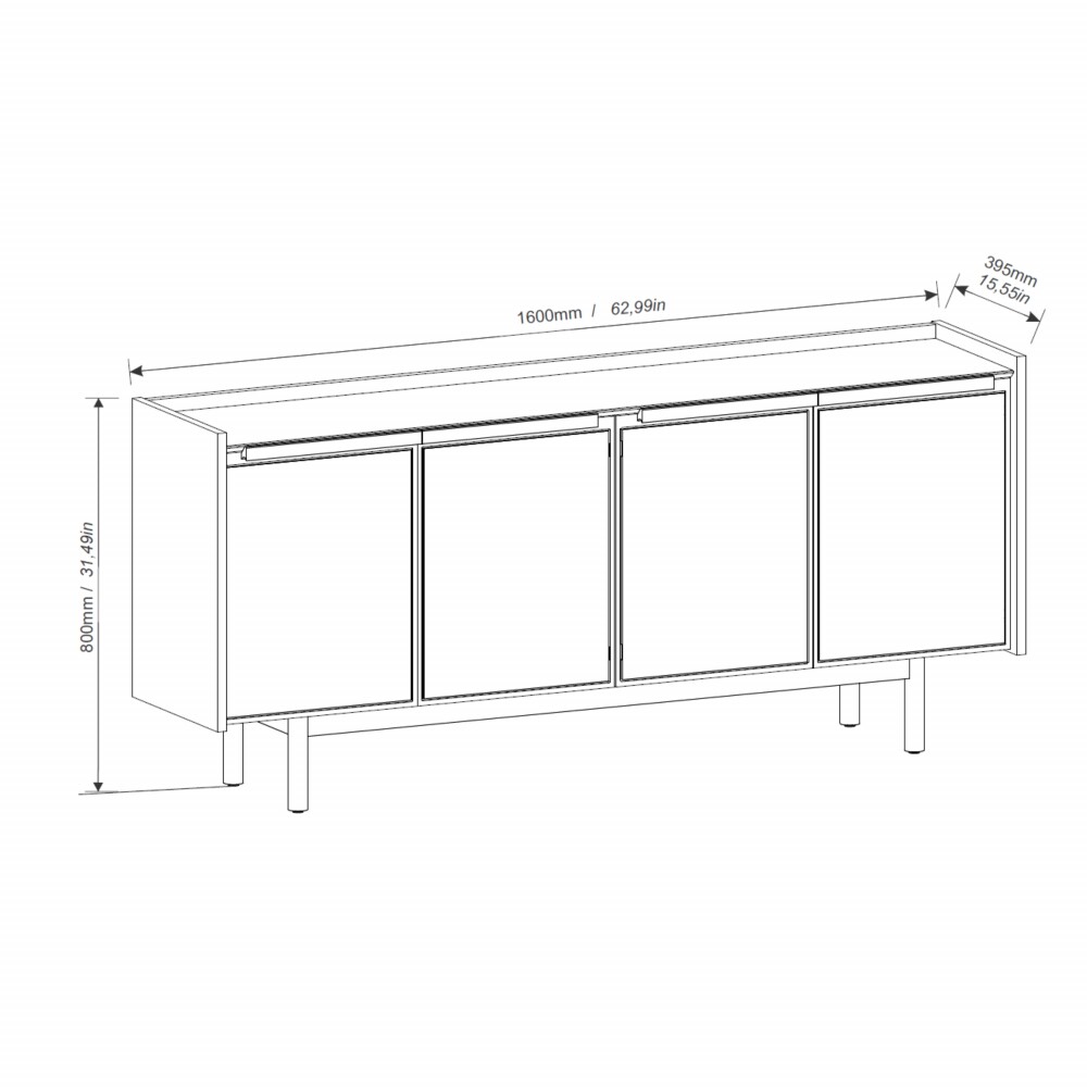 Aparador Dune 1.6 - Linea Manhattan Blanco/Natural