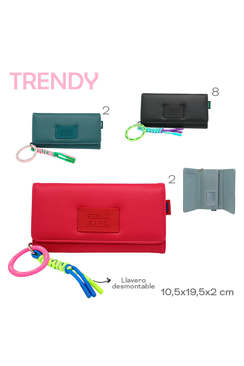 Billetera con llavero Fucsia