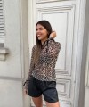 Remera print microtul beige
