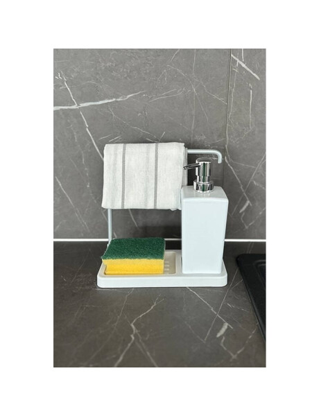 DISPENSADOR JABON C/PORTA TRAPO 9X7.5X20CM BLANCO DISPENSADOR JABON C/PORTA TRAPO 9X7.5X20CM BLANCO