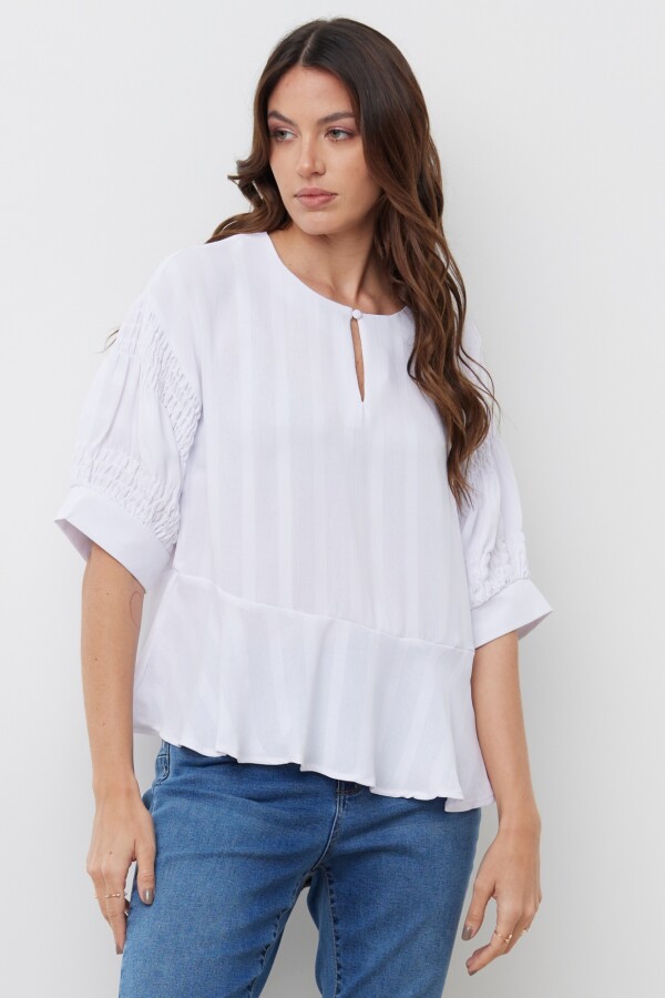 Blusa Manga Frunces BLANCO