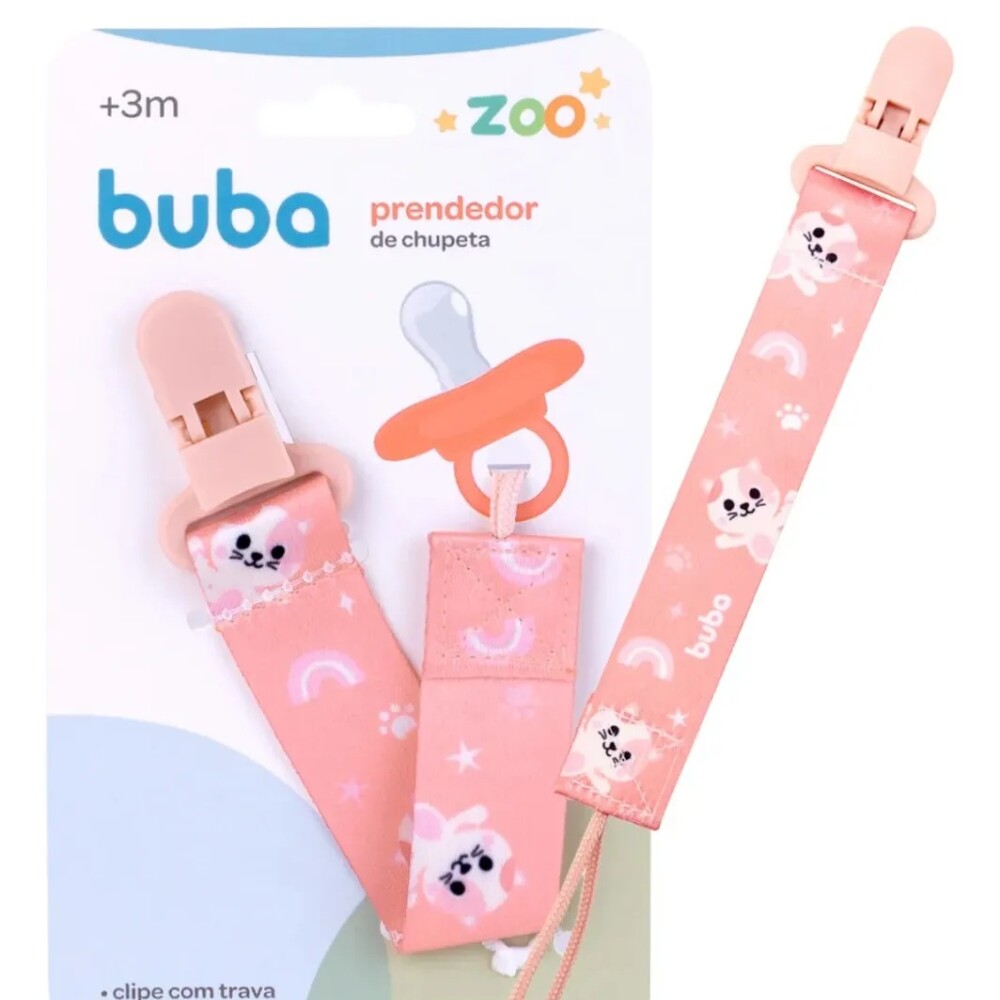 Clip para chupete BUBA animales gatita rosa
