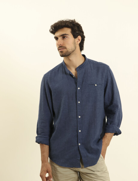 011954 CAMISA HARRINGTON LABEL LINO Azul